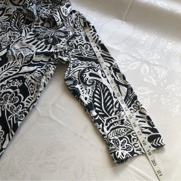 Lauren Ralph Lauren Women’s Black/White Floral Blouse Size L Button-Up Collared - Picture 9 of 16